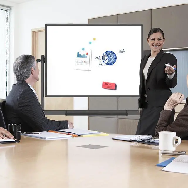 Alt view image 5 of 6 - Double-Sided Magnetic Mobile Dry Erase Whiteboard, 72" x 40", Black | Rolling Standing White Board on Wheels with Aluminium Frame for School Office Home