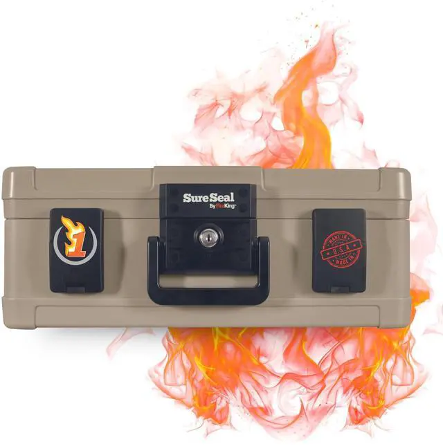 Main image of SureSeal Fire Safe with Key Lock, Taupe | 1 Hour Fire Rated Safe - 100 Hour Water Resistant - Key Lock - Made in USA