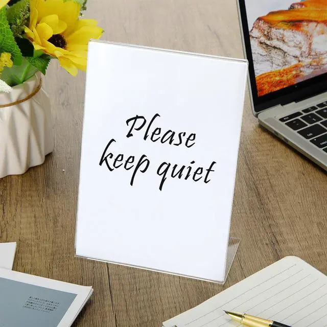 Alt view image 5 of 7 - 200 Pcs 5 x 7 Inch Acrylic Sign Holder Acrylic Picture Frames Plastic Picture Flyer Holder l Shaped Photo Frames Self Standing Desktop Table Signs for Office, Store, Restaurant, Vertical