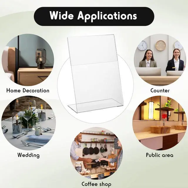 Alt view image 7 of 7 - 200 Pcs 5 x 7 Inch Acrylic Sign Holder Acrylic Picture Frames Plastic Picture Flyer Holder l Shaped Photo Frames Self Standing Desktop Table Signs for Office, Store, Restaurant, Vertical