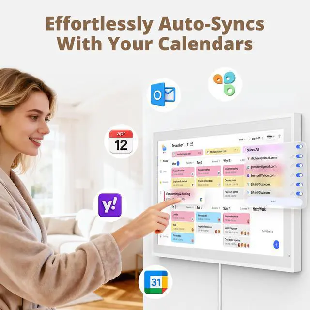 Alt view image 4 of 7 - Digital Wall Calendar 21.5 Inch Interactive Touch Screen Electronic Calendar & Smart Family Hub with Cross-Device Sync, Schedules Reminders, Chore Chart, Rewards & Photo Display