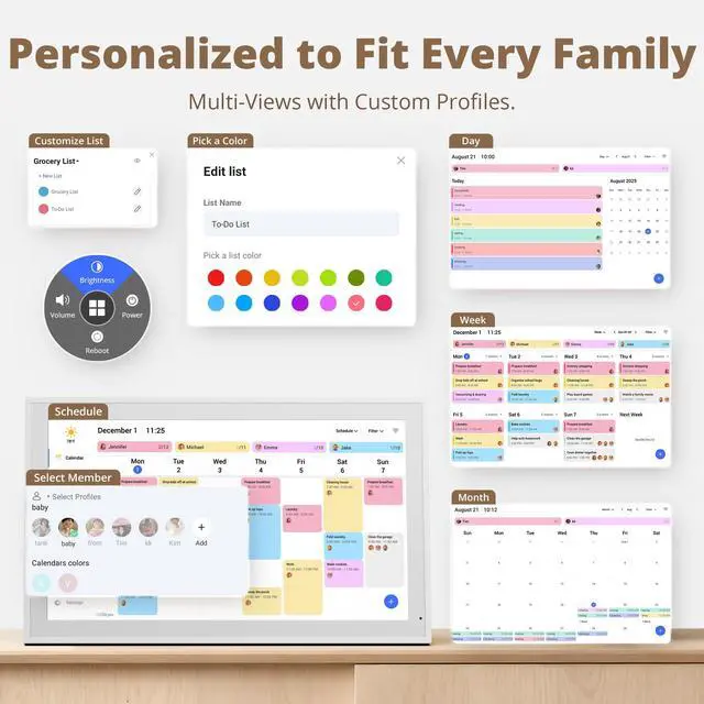 Alt view image 3 of 7 - Digital Wall Calendar 21.5 Inch Interactive Touch Screen Electronic Calendar & Smart Family Hub with Cross-Device Sync, Schedules Reminders, Chore Chart, Rewards & Photo Display
