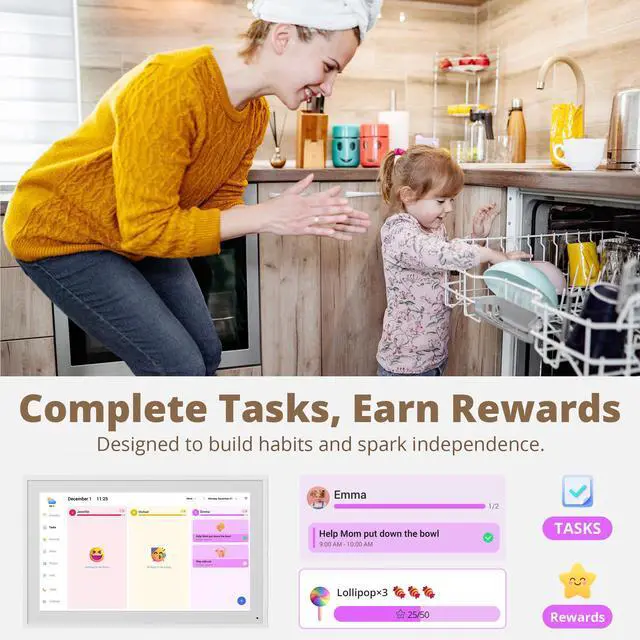 Alt view image 6 of 7 - Digital Wall Calendar 21.5 Inch Interactive Touch Screen Electronic Calendar & Smart Family Hub with Cross-Device Sync, Schedules Reminders, Chore Chart, Rewards & Photo Display