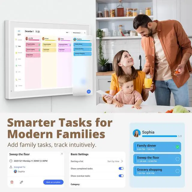 Alt view image 5 of 7 - Digital Wall Calendar 21.5 Inch Interactive Touch Screen Electronic Calendar & Smart Family Hub with Cross-Device Sync, Schedules Reminders, Chore Chart, Rewards & Photo Display