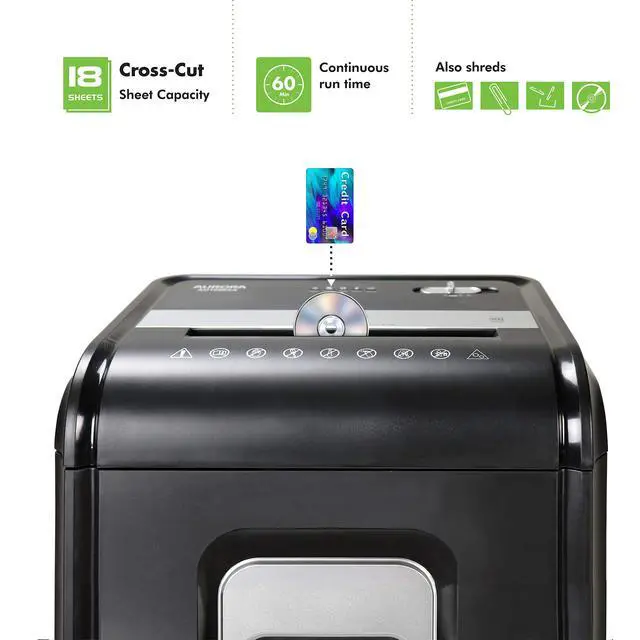 Alt view image 2 of 7 - AU1880XA Heavy Duty Anti-Jam 18-Sheet Crosscut Shredder/60 Min Run Time/ 7-Gallon Pullout Basket and Casters