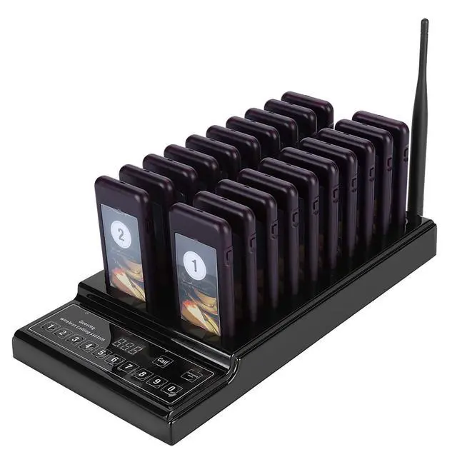 Alt view image 7 of 7 - 20-Pack Guest Paging System for Restaurants Food Trucks Coffee Shops Offices - 1,000-Meter Wireless Range with 20 Receivers Black
