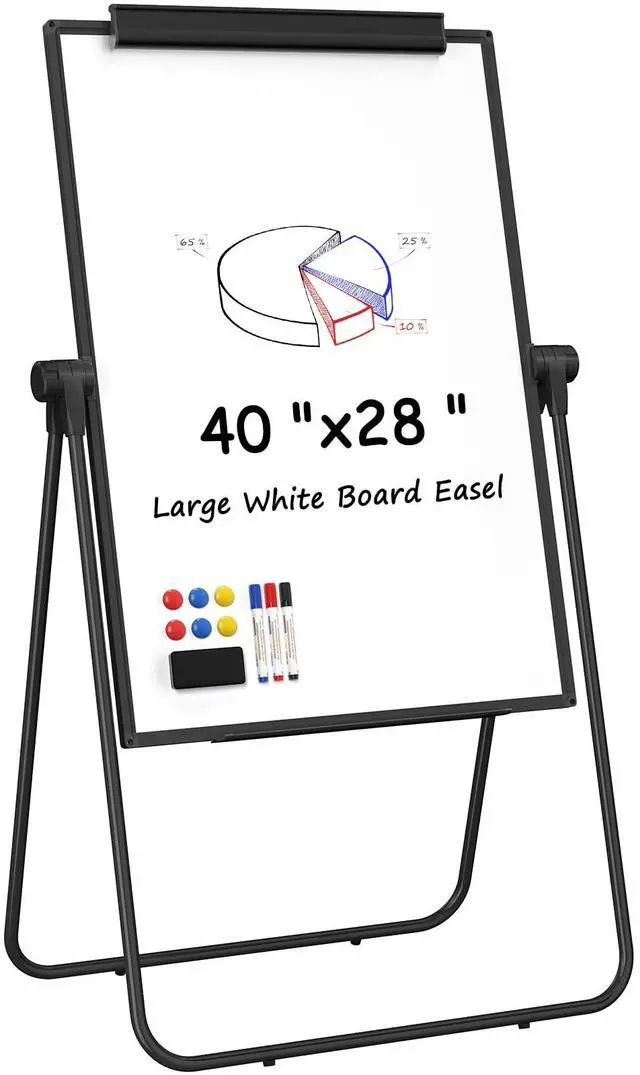 Main image of Easel Whiteboard, 40" x 28" Double Sided Dry Erase Board with Stand | Large White Board Height Adjustable and 360 Degree Rotation Classroom Easel for Home & Office Flip Chart Stand