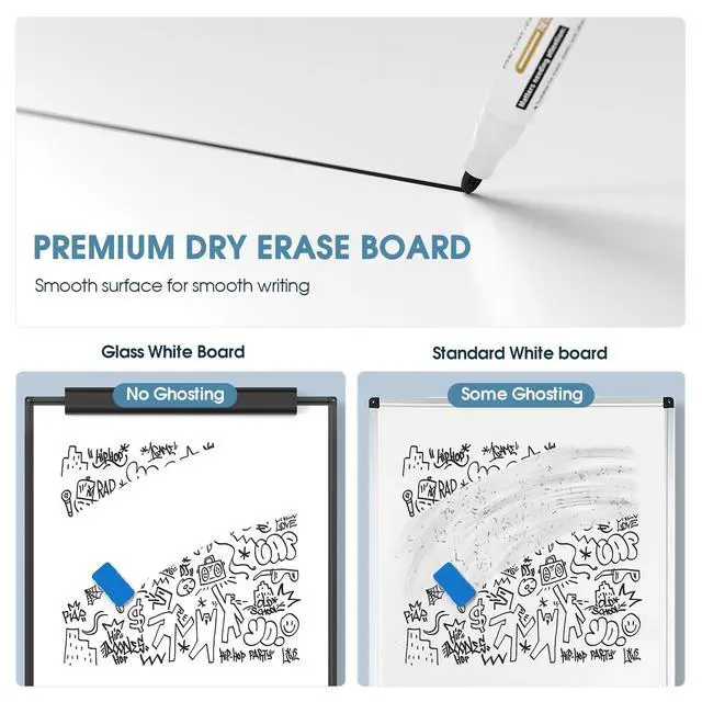 Alt view image 2 of 7 - Easel Whiteboard, 40" x 28" Double Sided Dry Erase Board with Stand | Large White Board Height Adjustable and 360 Degree Rotation Classroom Easel for Home & Office Flip Chart Stand