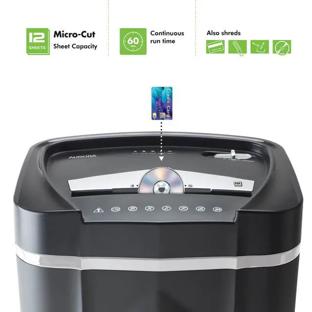 Alt view image 2 of 6 - Professional Grade High Security 12-Sheet Micro-Cut Paper/CD and Credit Card Shredder/ 60 Minutes Continuous Run Time
