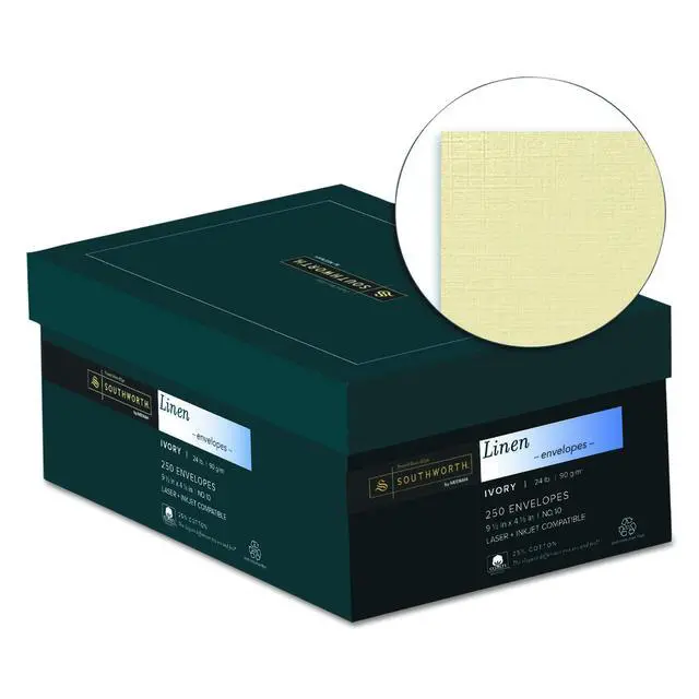 Alt view image 2 of 3 - FSC Certified 55% Recycled 25% Cotton Linen Business Envelopes, 10 (4 1/8in x 9 1/2in), 24 Lb, Ivory, Box Of 250, J564-10 (Pack of 4)