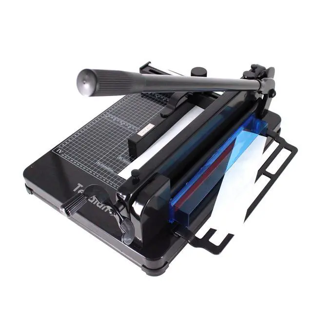 Alt view image 2 of 7 - Heavy Duty Guillotine Paper Cutter - 400 Sheets Capacity, A4 12" Stack Paper Trimmer, Steel Base, Black