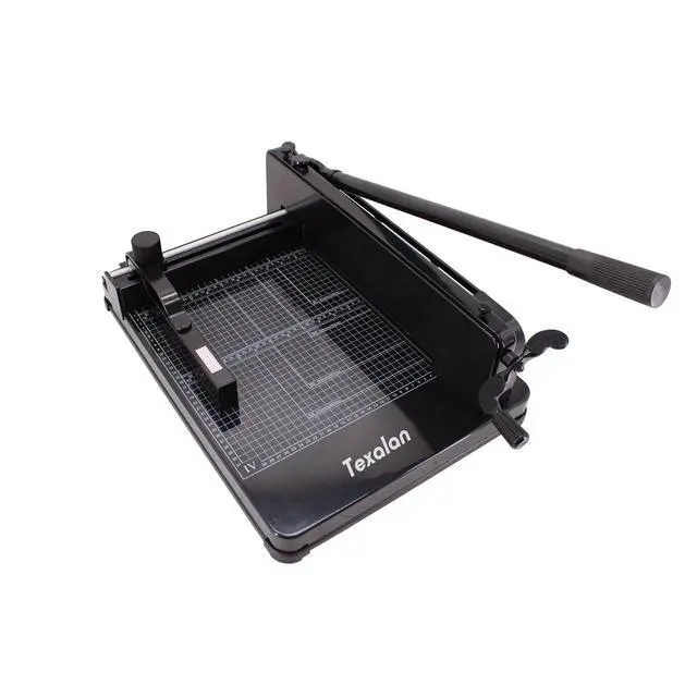 Alt view image 3 of 7 - Heavy Duty Guillotine Paper Cutter - 400 Sheets Capacity, A4 12" Stack Paper Trimmer, Steel Base, Black