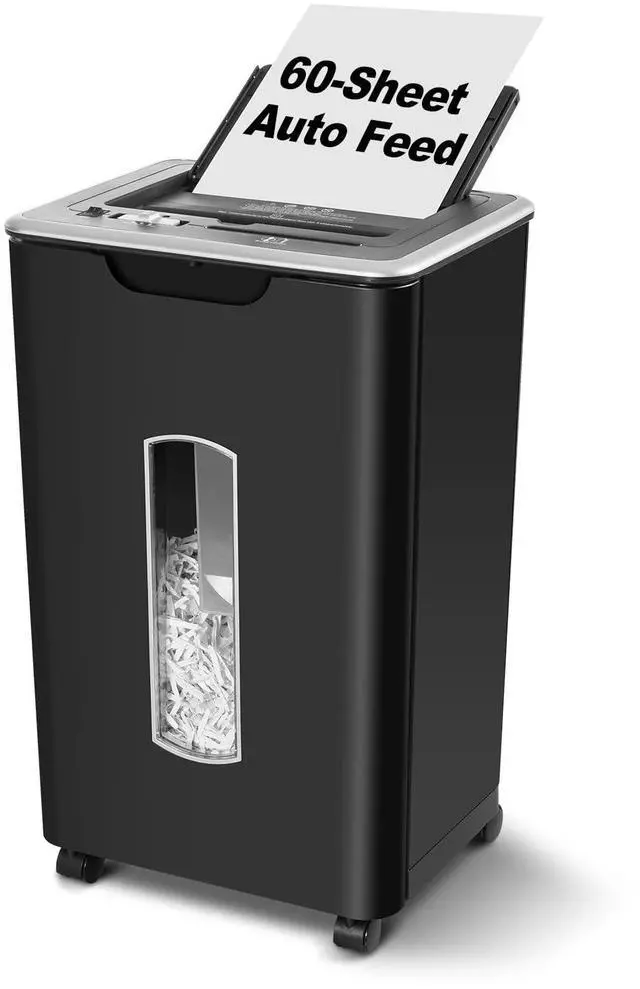 Main image of 60 Sheets Auto Feed Paper Shredder for Home Office | P-4, 15 Mins Runtime, 5.8 gal, Shreds CDs & Credit Cards