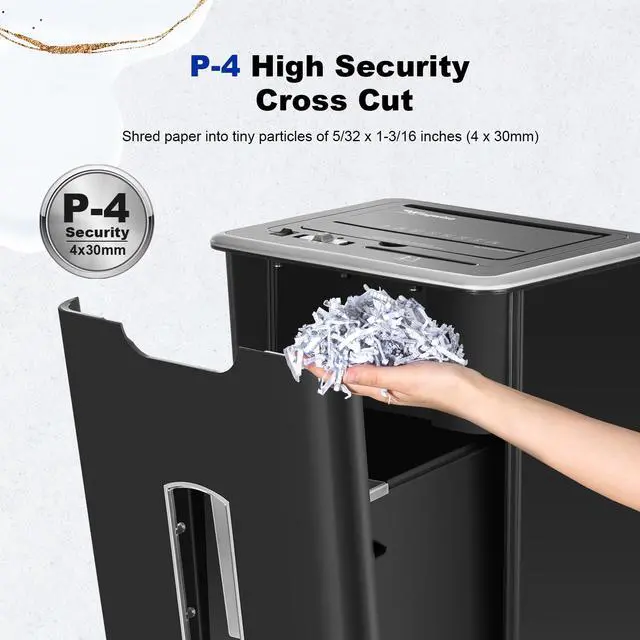 Alt view image 3 of 7 - 60 Sheets Auto Feed Paper Shredder for Home Office | P-4, 15 Mins Runtime, 5.8 gal, Shreds CDs & Credit Cards