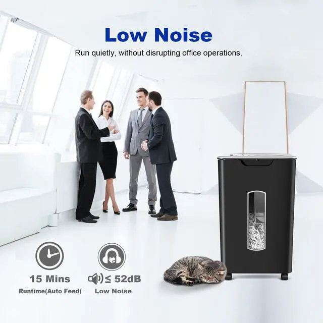 Alt view image 5 of 7 - 60 Sheets Auto Feed Paper Shredder for Home Office | P-4, 15 Mins Runtime, 5.8 gal, Shreds CDs & Credit Cards