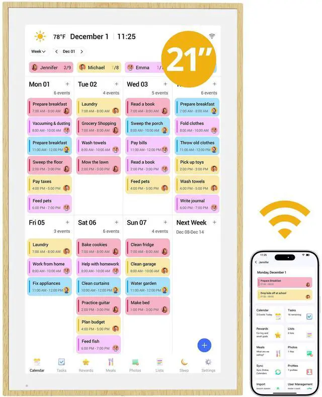 Main image of Digital Calendar 21 inch, Electronic Wall Calendar with Interactive Touch Screen, Smart Family/Home Gift for Schedule Reminders, Task Rewards, Chort Chart and Digital Picture Frame