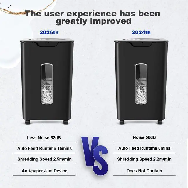 Alt view image 6 of 7 - 60 Sheets Auto Feed Paper Shredder for Home Office | P-4, 15 Mins Runtime, 5.8 gal, Shreds CDs & Credit Cards