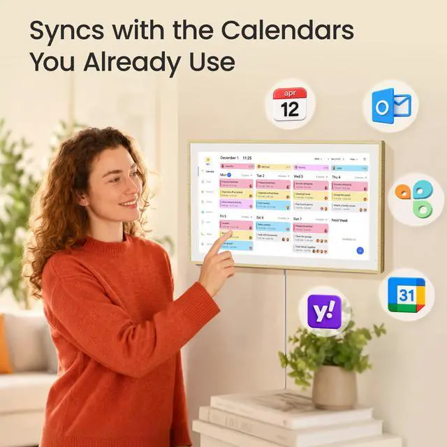 Alt view image 3 of 7 - Digital Calendar 21 inch, Electronic Wall Calendar with Interactive Touch Screen, Smart Family/Home Gift for Schedule Reminders, Task Rewards, Chort Chart and Digital Picture Frame