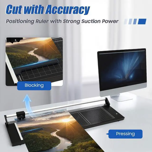 Alt view image 7 of 7 - 36 Inch Rotary Trimmer Paper Cutter,Rotary Paper Cutter Paper Trimmer for Crafting & Scrapbooking Supplies for A4 Cardstock Photo Label with Precise Positioning