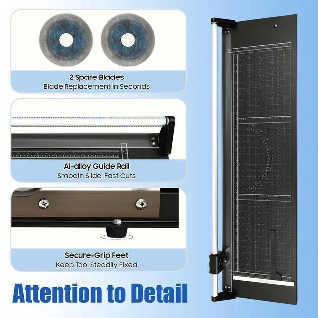 Alt view image 5 of 7 - 36 Inch Rotary Trimmer Paper Cutter,Rotary Paper Cutter Paper Trimmer for Crafting & Scrapbooking Supplies for A4 Cardstock Photo Label with Precise Positioning