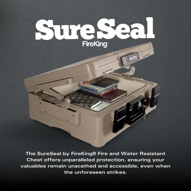 Alt view image 2 of 7 - SureSeal Fire Safe with Key Lock, Taupe | 1 Hour Fire Rated Safe - 100 Hour Water Resistant - Key Lock - Made in USA
