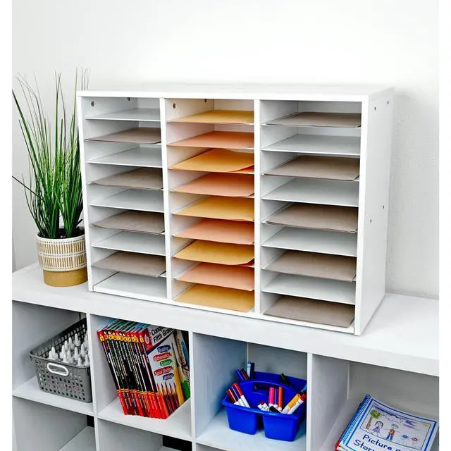 Alt view image 7 of 7 - Mail Center - 1 Classroom Literature Organizer with 27 Slots Keep Your Classroom, Office, or Home Office Organized, Durable, Easy Assembly