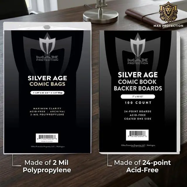 Alt view image 2 of 7 - Silver Age Comic Book Bags and Boards 1000 Pack - 2 Mil Archival-Safe Bags with 24pt Thick Acid-Free Boards - Precision-Cut for 1956-1970 Era Comics
