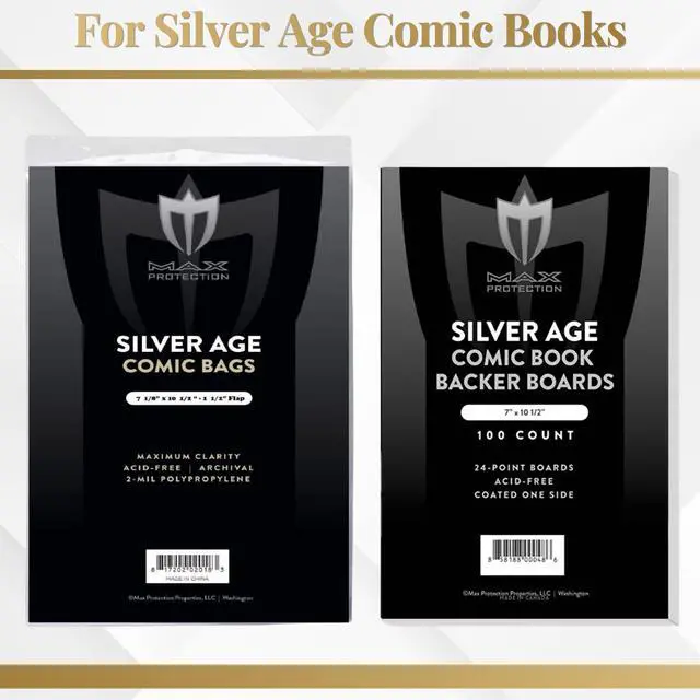 Alt view image 5 of 7 - Silver Age Comic Book Bags and Boards 1000 Pack - 2 Mil Archival-Safe Bags with 24pt Thick Acid-Free Boards - Precision-Cut for 1956-1970 Era Comics