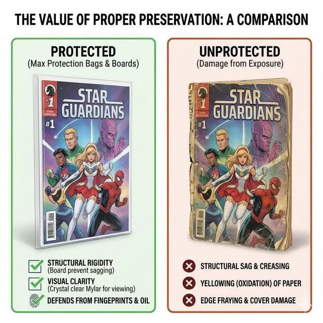 Alt view image 4 of 7 - Silver Age Comic Book Bags and Boards 1000 Pack - 2 Mil Archival-Safe Bags with 24pt Thick Acid-Free Boards - Precision-Cut for 1956-1970 Era Comics