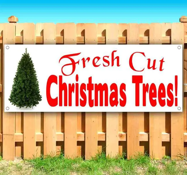 Alt view image 2 of 3 - FRESH CUT XMAS TREES Banner 13 oz | Non-Fabric | Heavy-Duty Vinyl Single-Sided With Metal Grommets