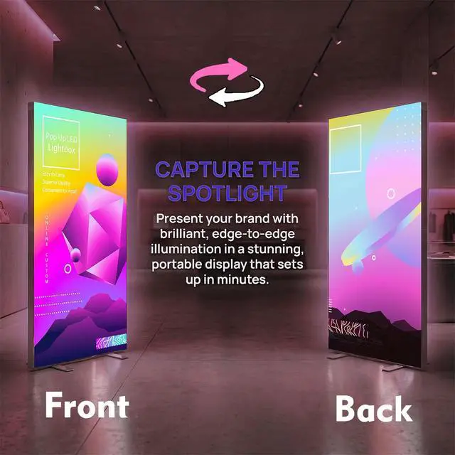 Alt view image 4 of 7 - Custom Backlit Banner Stand Folding Pop Up LED Fabric Lightbox | SEG Light Box Display Backlit Banner Display for Trade Show Backdrop Booth