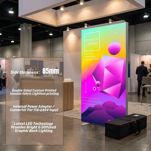Alt view image 6 of 7 - Custom Backlit Banner Stand Folding Pop Up LED Fabric Lightbox | SEG Light Box Display Backlit Banner Display for Trade Show Backdrop Booth