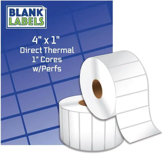 Main image of 4" x 1" Direct Thermal Labels. 1,375 per Roll on 1" Cores. Compatible with Desk Top Zebra Printers. Brand Manufactured in The USA. (40 Rolls)