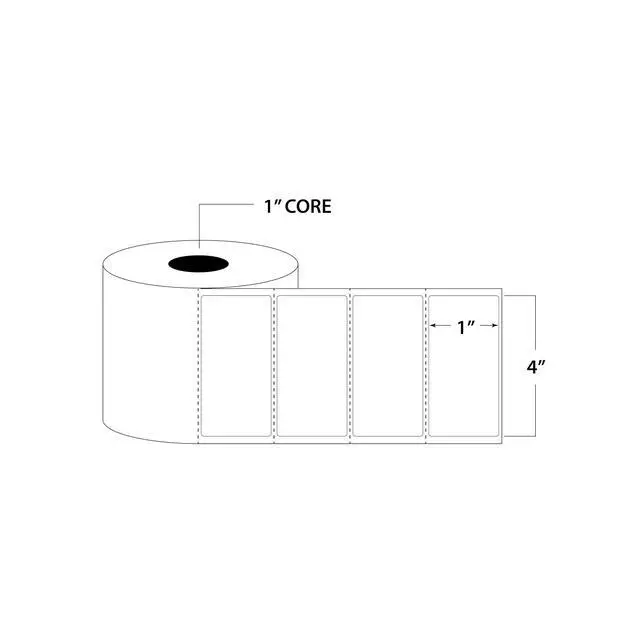 Alt view image 2 of 3 - 4" x 1" Direct Thermal Labels. 1,375 per Roll on 1" Cores. Compatible with Desk Top Zebra Printers. Brand Manufactured in The USA. (40 Rolls)