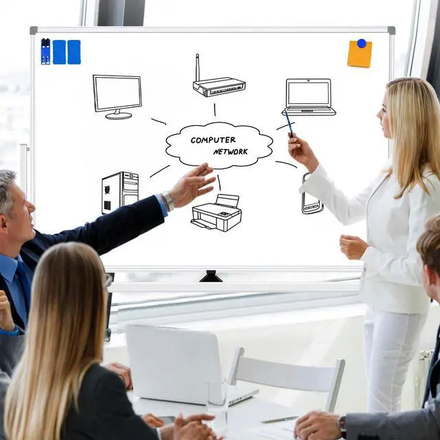 Alt view image 7 of 7 - Mobile Whiteboard on Wheels 60 X 40, Double-Sided Large Rolling White Board Dry Erase Board with Stand, Magnetic Whiteboard with Stand, Portable Standing Whiteboard for Home Office School