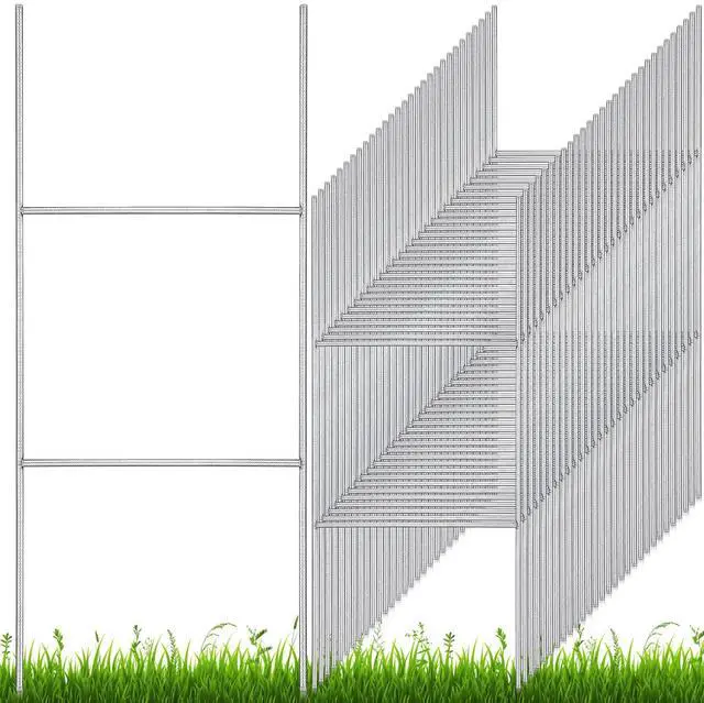 Main image of 200 Pcs H Stake for Yard Sign 24'' x 10'' Metal Heavy Duty H Frame Lawn Wire Stake Metal Sign Holder Bulk for 250 Anniversary USA 4mm 5mm Corrugated Signs Board Guidepost Yard Garden Decor