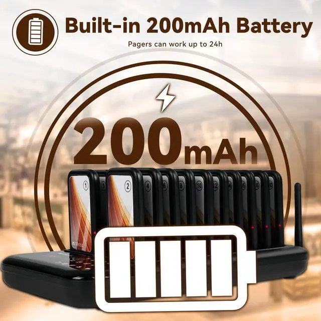 Alt view image 3 of 7 - TD173 Restaurant Pager System, Buzzers for Restaurant, Turn Off The Beep, Custom Stickers, 20 Pagers with Buzzer Vibration Flash for Food Court, Hotels, Churches