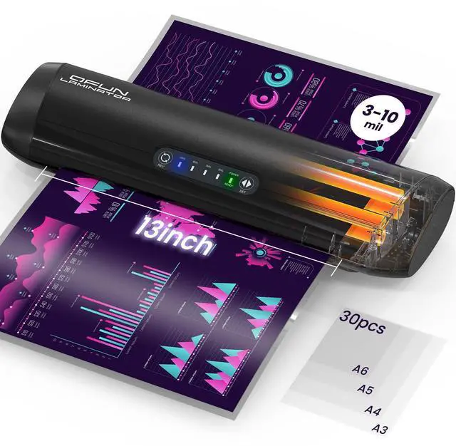 Main image of 3-10 Mil Commercial Laminator Machine with Laminating Sheets, 4-Roller Jam-Free Thermal Laminator Machine 11x17, Fast Warm-up 13 Inch Laminating Machine, Hot Lamination Machine for Office School Home