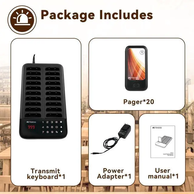Alt view image 7 of 7 - TD173 Restaurant Pager System, Buzzers for Restaurant, Turn Off The Beep, Custom Stickers, 20 Pagers with Buzzer Vibration Flash for Food Court, Hotels, Churches