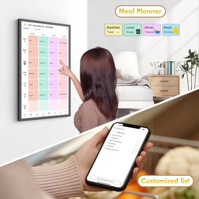 Alt view image 6 of 7 - 24" Digital Calendar Electronic-eCalendar WhiteBoard-Meal-Planner- Display for Family Schedule, To Do List, Star Reward, No Subscription, Sync Online iCloud Outlook via App, Wall Mount, Gifts for Mom