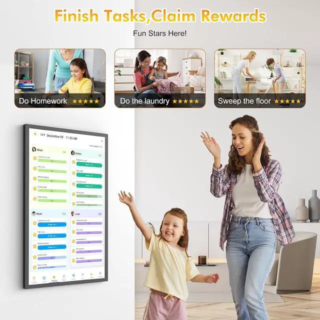 Alt view image 3 of 7 - 24" Digital Calendar Electronic-eCalendar WhiteBoard-Meal-Planner- Display for Family Schedule, To Do List, Star Reward, No Subscription, Sync Online iCloud Outlook via App, Wall Mount, Gifts for Mom