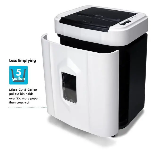 Alt view image 7 of 7 - Professional Grade 120-Sheet Auto Feed Micro-Cut Paper and Credit Card Shredder with 5 Gallon Pullout Basket / 30 Minutes/Security Level P-4 (White/Black)