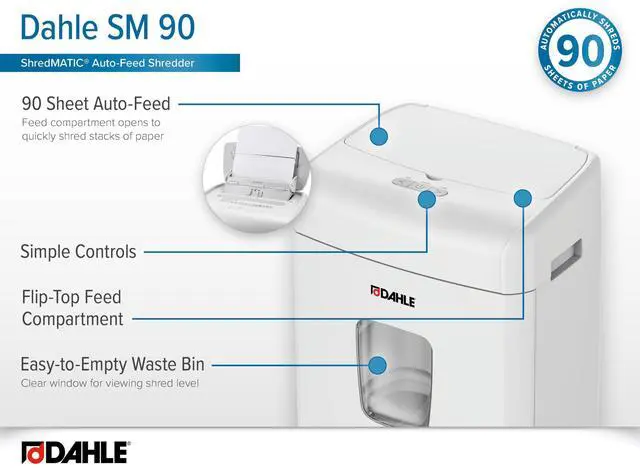 Alt view image 5 of 7 - ShredMATIC SM 90 Auto-Feed Paper Shredder, Cross Cut, 90 Sheet Feed Tray, German Engineered, Jam Protection, Oil Free, SmartPower, P-4 Security, Shreds Staples/Paper Clips/Credit Cards