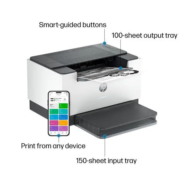 Alt view image 4 of 7 - LaserJet M207dw Laser Wireless Printer, Black and White, Duplex, Best-for-Office