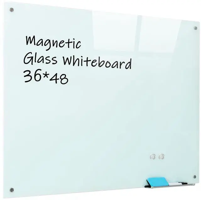Main image of Magnetic Glass Whiteboard, 36"x48"(90x120cm) Frameless Dry Erase Board White Board Surface Wall Mounted for Office, Classroom & Home