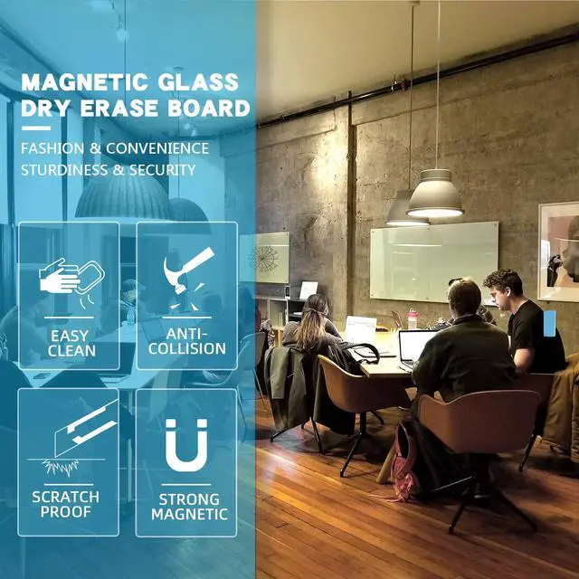 Alt view image 6 of 6 - Magnetic Glass Whiteboard, 24"x36"Frameless Dry Erase Board White Board Surface Wall Mounted for Office, Classroom & Home