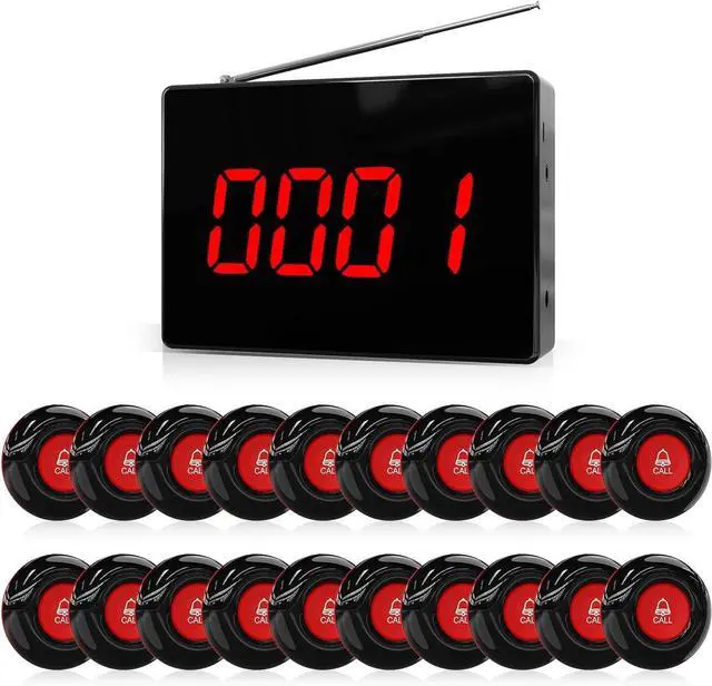 Main image of Wireless Calling System Caregiver Call Button Patient Call Bell with 20 Waterproof Nurse Alert Call Buttons and 1 Display Receiver for Clinic Nurses Station Restaurant Nursing Home