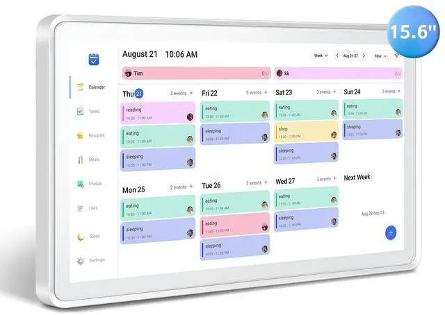 Main image of Digital Calendar 15.6", Electronic Calendar Wall Touch Screen | Instant Phone Sync, Photo Gallery, Custom Lists, Task Charts, Family Calendar for Home Office Organization