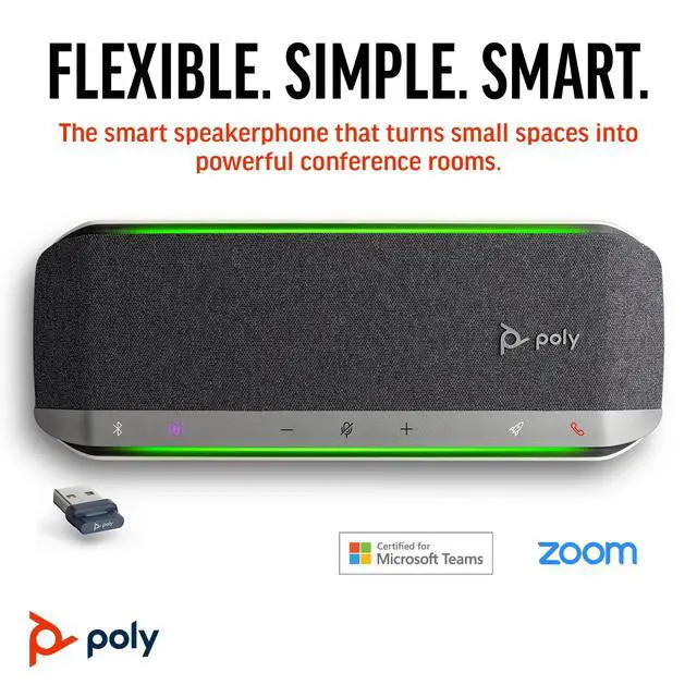 Alt view image 2 of 7 - Poly Sync 40+ Smart Speakerphone (Plantronics) - Flexible Workspaces - Connect to PC/Mac via BT700 Adapter and Smartphones via Bluetooth - Certified for Microsoft Teams Amazon Exclusive