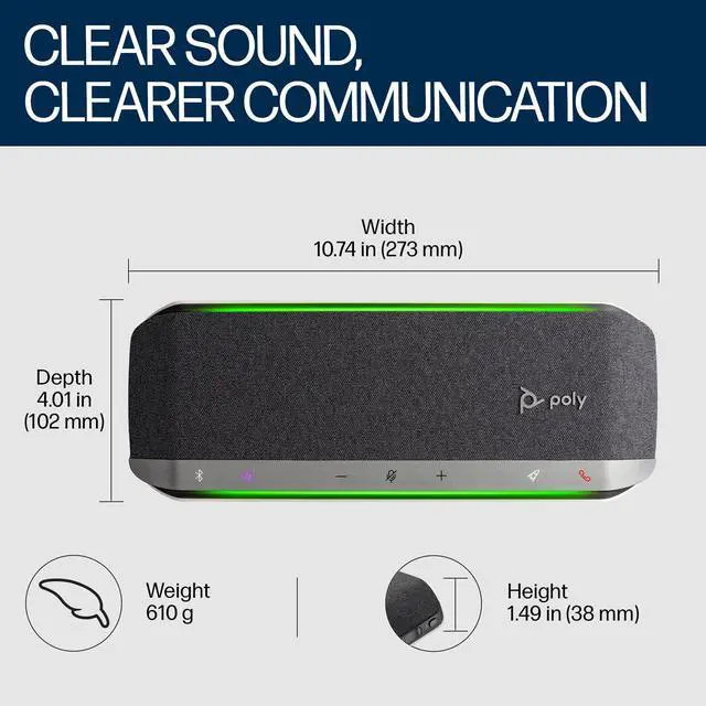 Alt view image 3 of 7 - Poly Sync 40+ Smart Speakerphone (Plantronics) - Flexible Workspaces - Connect to PC/Mac via BT700 Adapter and Smartphones via Bluetooth - Certified for Microsoft Teams Amazon Exclusive